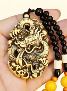 黄铜龙牌手把件家居摆件电视柜酒柜摆件个性实心随身盘玩摆件