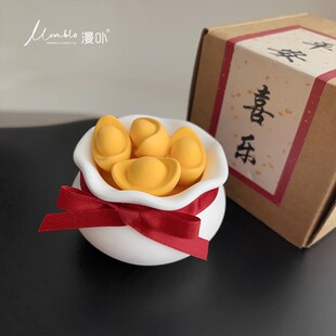 宝桌面香薰摆件祝福招财送礼物手工扩香石中控台 暴富聚宝盆可爱元