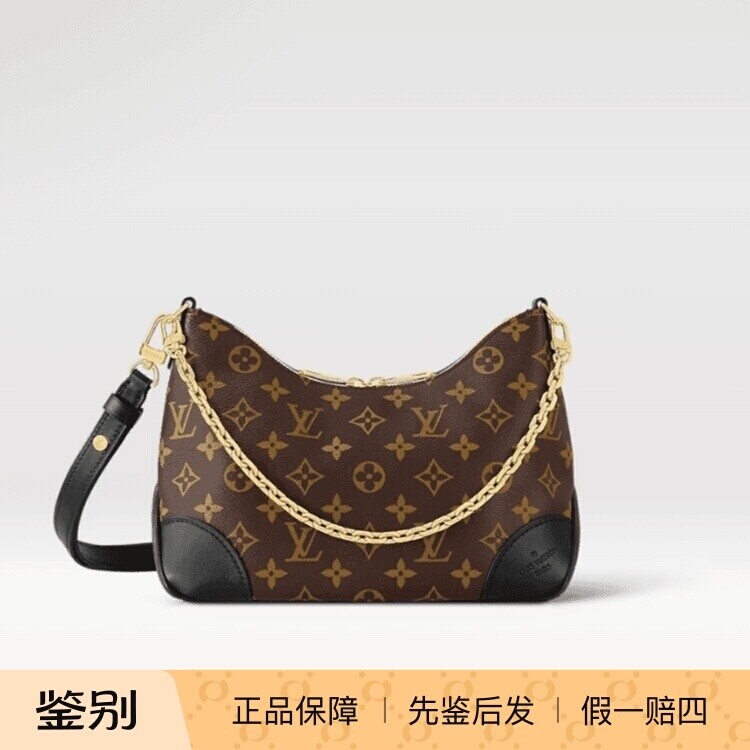 99新 LouisVuitton/路易威登 全原LV老花黑牛角手拿芯片款单肩包