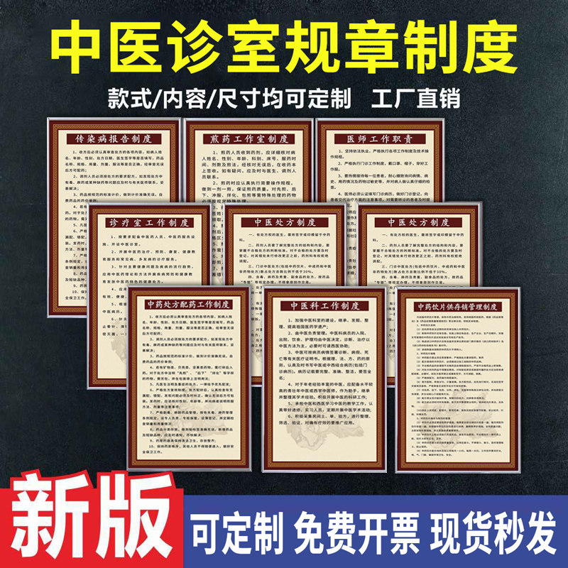 【中医诊所规章制度牌】全套