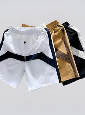 男士新款短裤夏季速干宽松韩版潮流沙滩裤拼接休闲中裤薄料大裤衩