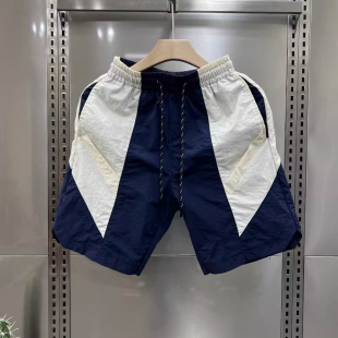 潮牌运动短裤 户外五分裤 男夏季 穿搭速干拼色宽松开衩裤 薄款 夏季