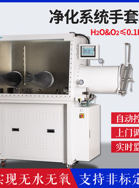 净化系统实验箱无水无氧再生纯化手套箱H2O&O2≤0.1PPM真空