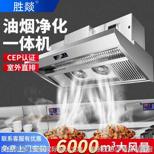 油烟净化器一体机 餐饮商用直排大吸力排烟罩厨房抽油烟机环保