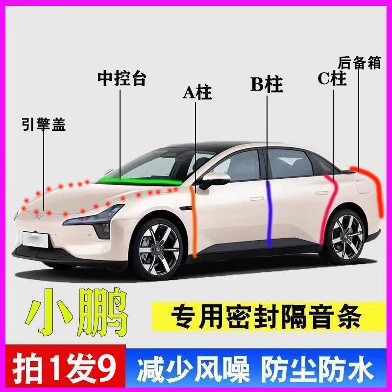 小鹏mona m03/G6专用汽车门ABC柱中控台隔音密封胶条引擎盖后备箱