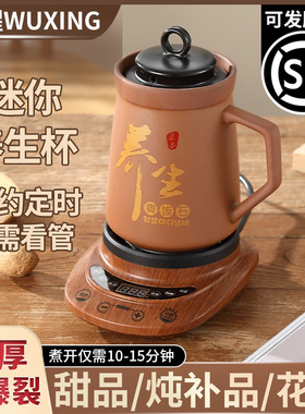 物醒迷你庭院烤奶烧水杯紫砂一电炖低功率养生电煮杯煮茶壶