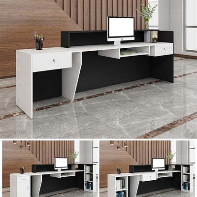 公司前台接待台办公吧台收银台现代石材酒店咨询桌服务台