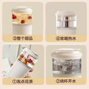便携式电热养生杯烧水杯玻璃一个办公室小型茶煮茶器
