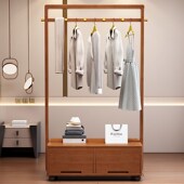 挂衣架落地卧室新衣架晾衣架端实木带抽屉衣帽架