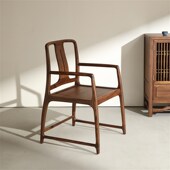 新北美茶椅餐椅扶手靠背书椅定制实木家具乌金木