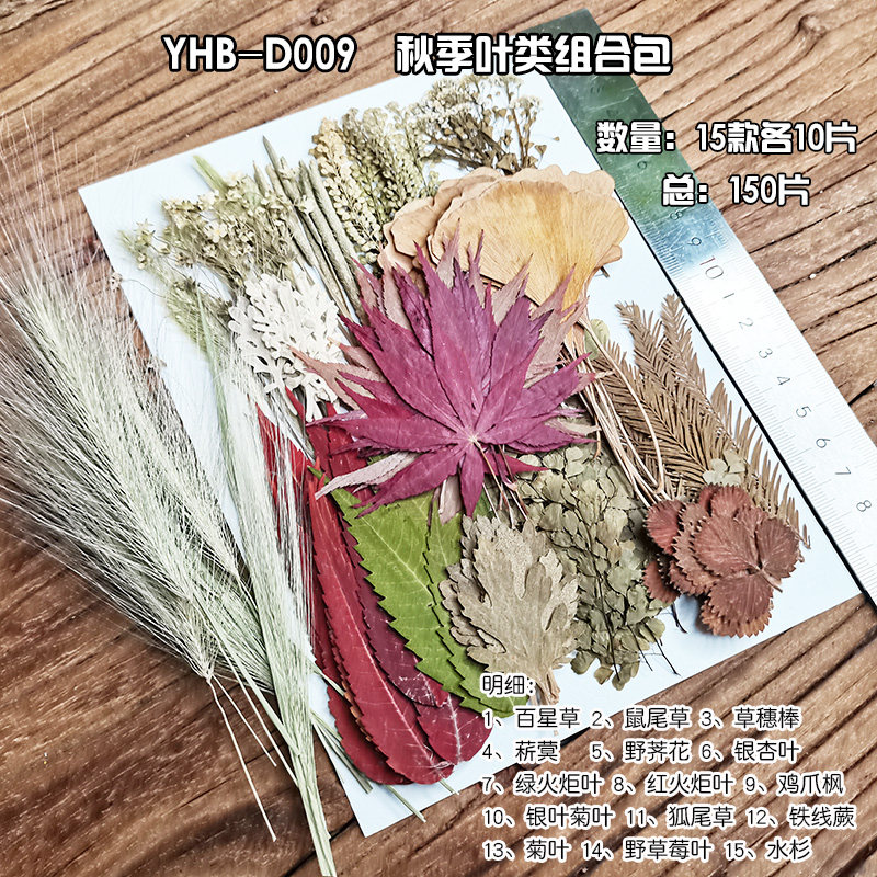押材料干包真滴胶手壳手工团扇贺卡玫瑰树叶教师