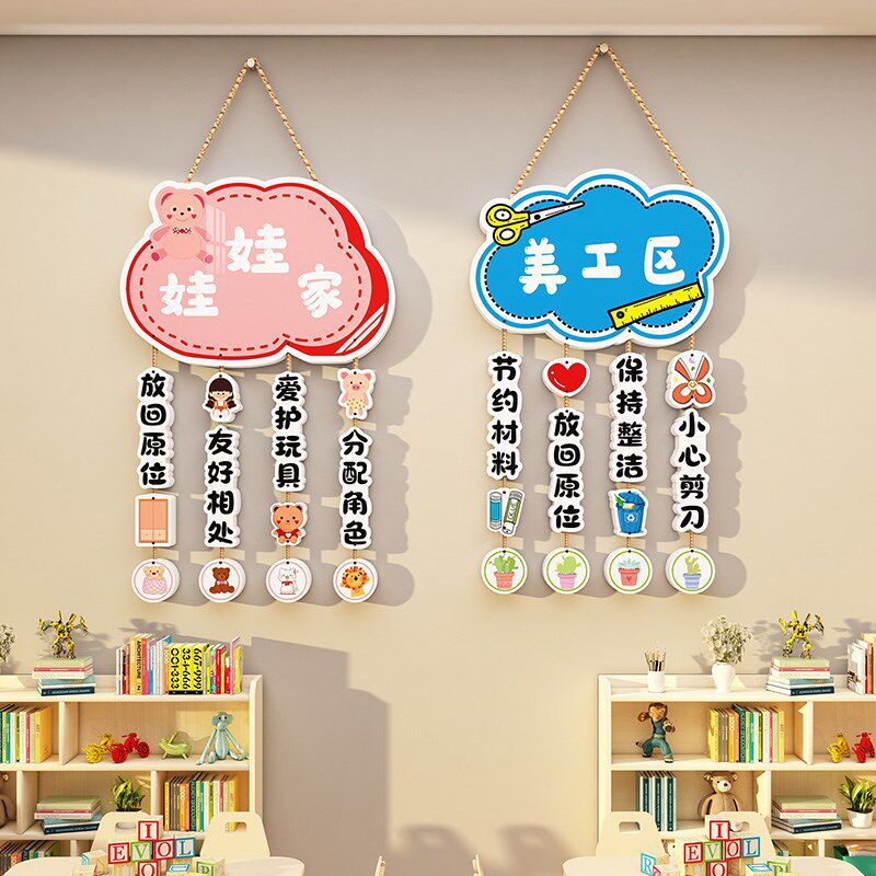 卫生图书角幼儿园角区域角环创班级布置教室饰