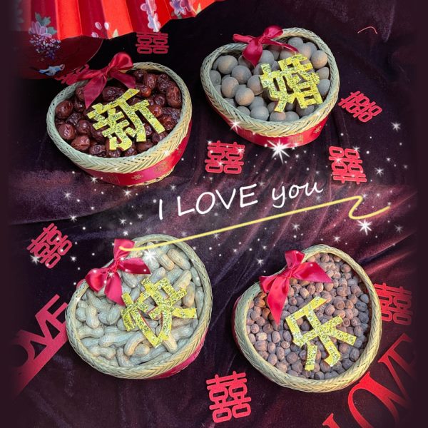 早生贵子摆件结婚干果组合婚房模具布置模板装饰压床摆件小篮子