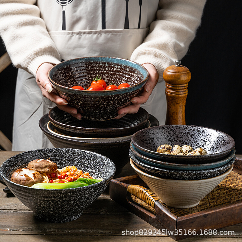 陶瓷日式喇叭碗大号拉面饭碗家用面条汤碗创意餐具餐厅商用斗笠碗