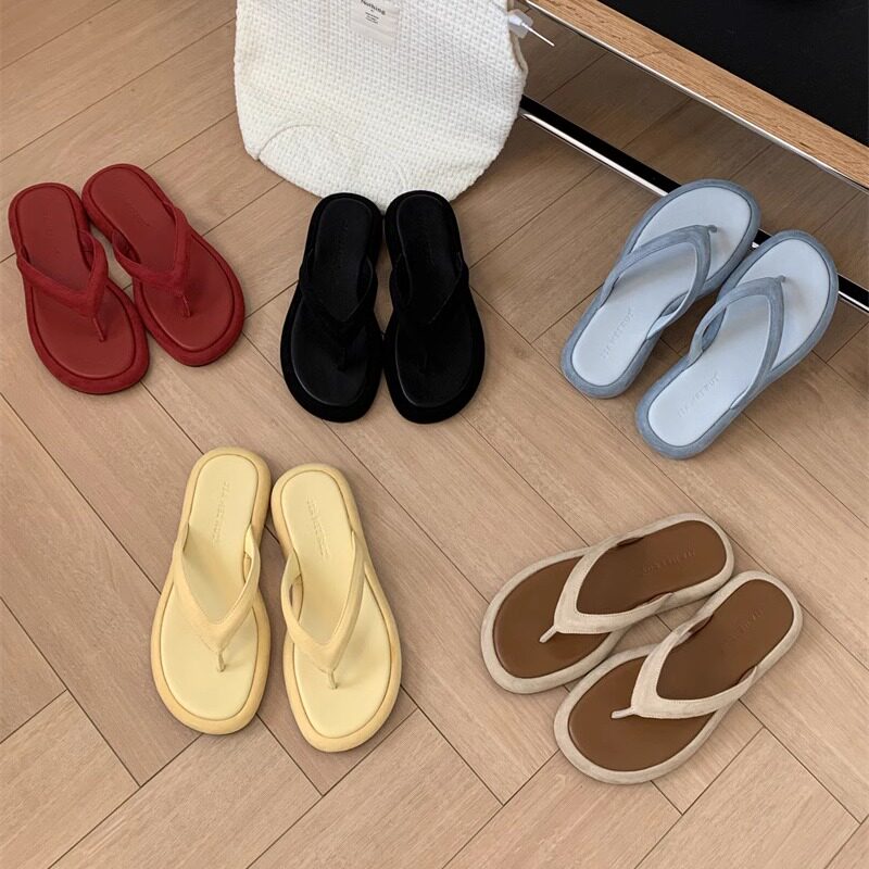 红色人字拖鞋女夏外穿202