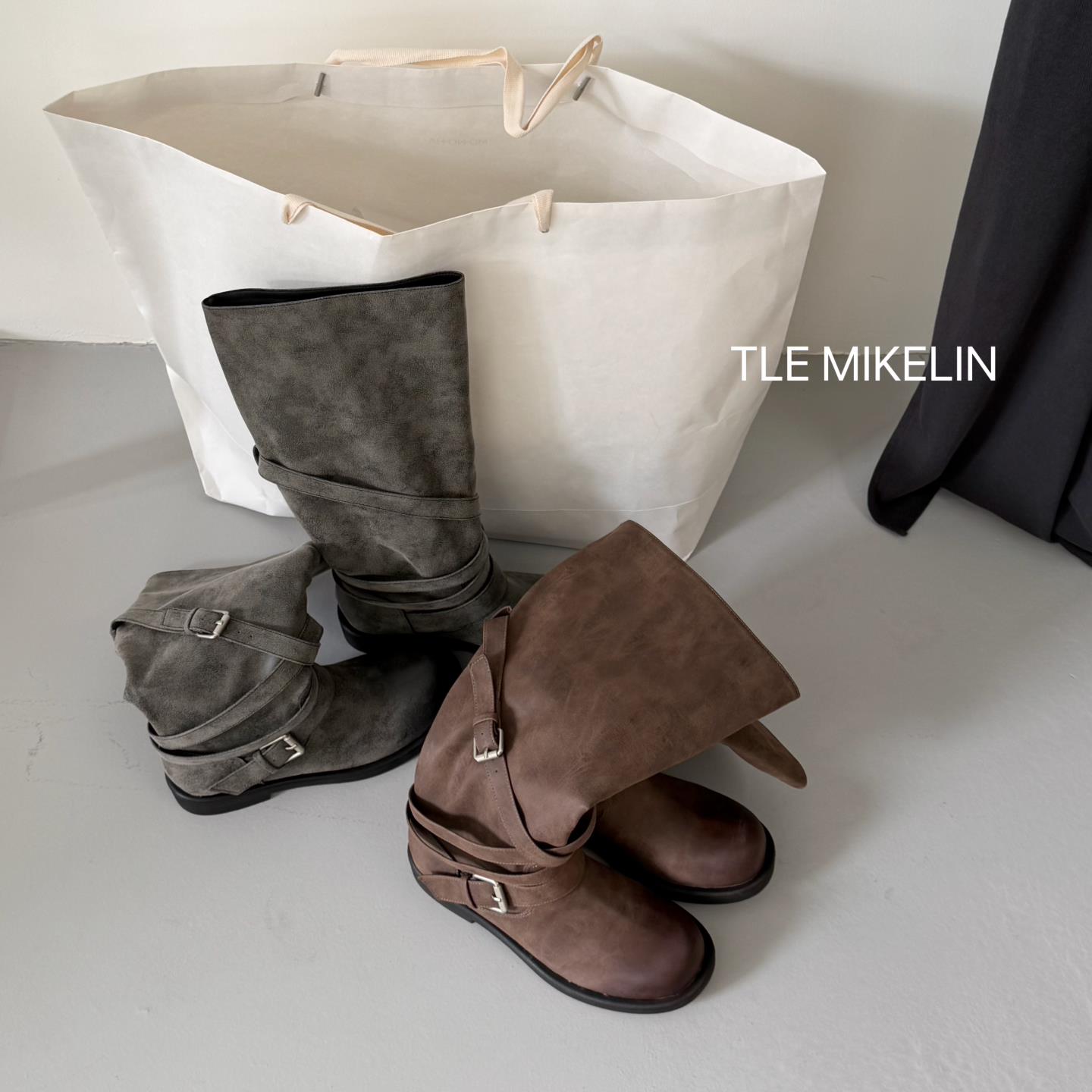 TLEMIKN新款欧美风高筒