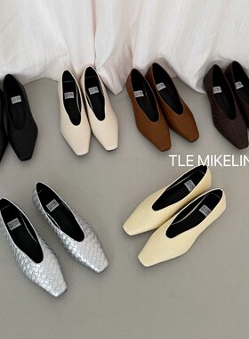 TLE MIKELIN 轻熟风方头浅口一脚蹬玛丽珍鞋女2026新款一脚蹬瓢鞋