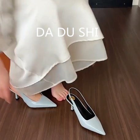 羊皮版！细跟真皮包头凉鞋女韩系简约风尖头包鞋气质配裙子高跟鞋,女鞋,时装凉鞋,淘宝优惠券,粉丝福利购,淘宝优惠卷