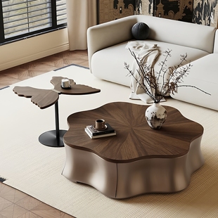 中古风现代极简茶几极简异形蝴蝶大小户型客厅意式新款宅寂风茶几