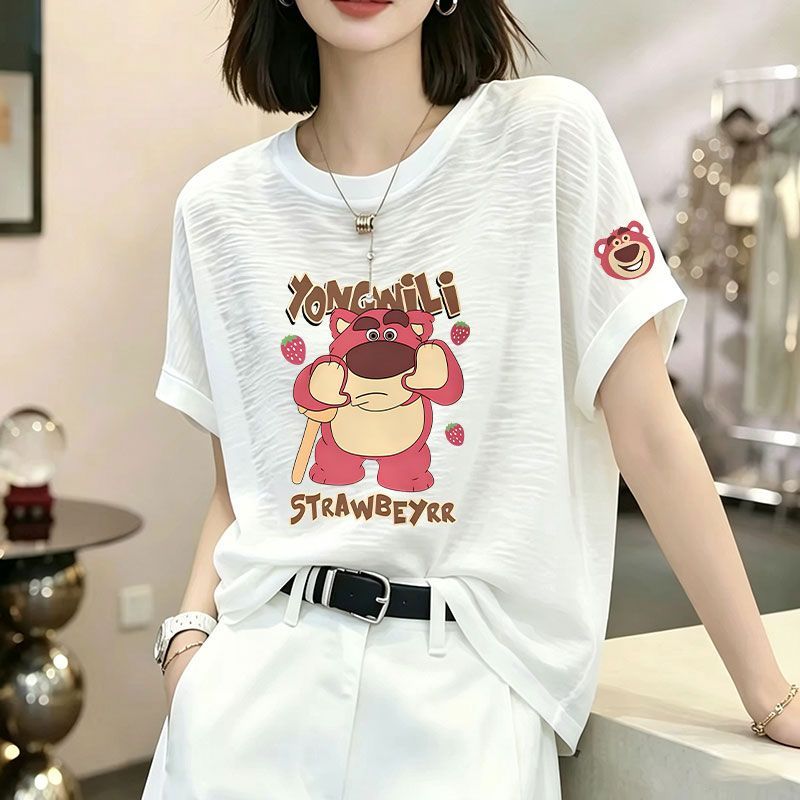 夏季竹节棉宽松短袖T恤女百搭