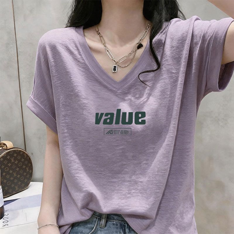 精品纯棉女士短袖T恤夏季竹节棉半袖减龄潮流韩版简约上衣女汗衫
