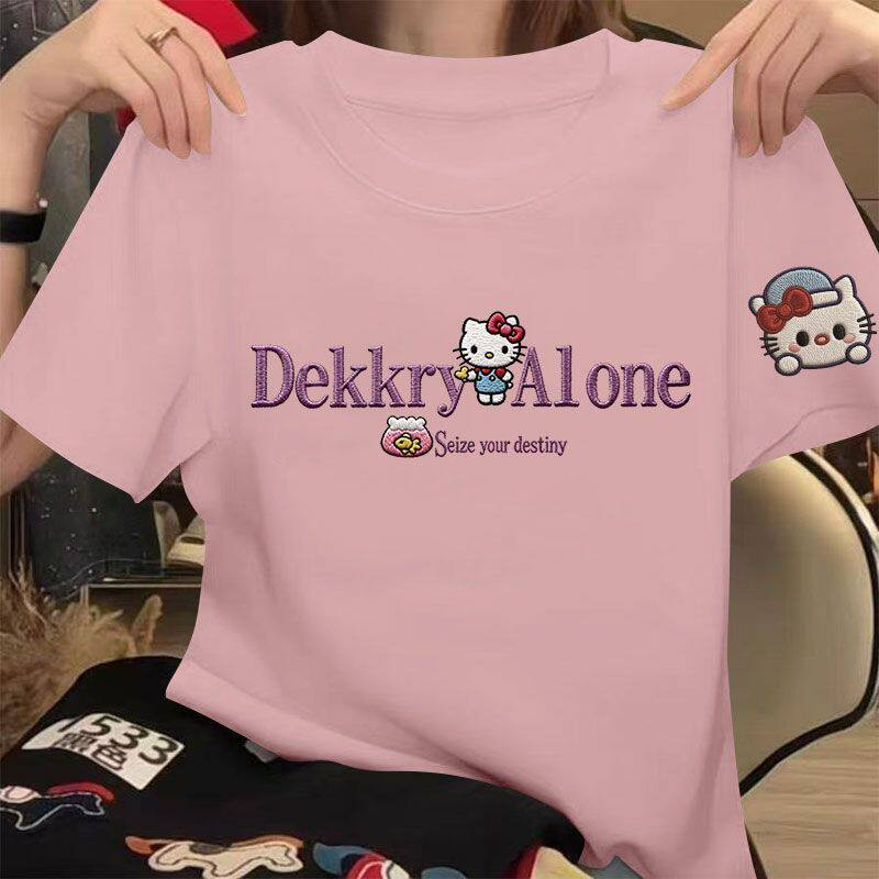 夏季100%纯棉短袖T恤女新款气质潮流休闲通勤大码时尚上衣女ins潮