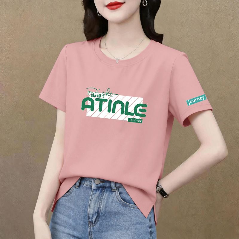 夏季纯棉大码开叉短袖T恤女