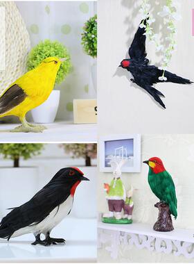 仿真鸟类动物标本黄鹂绿鸠啄木鸟伯劳鸟麻雀挂燕羽毛鸟类装饰摆件