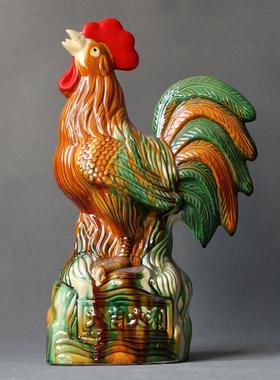 洛阳唐三彩公鸡陶瓷大公鸡生肖鸡家居客厅装饰品工艺品摆件礼品
