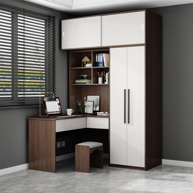 衣柜连书桌柜一体组合转角现代简约小户型带电脑桌儿童L型办公桌