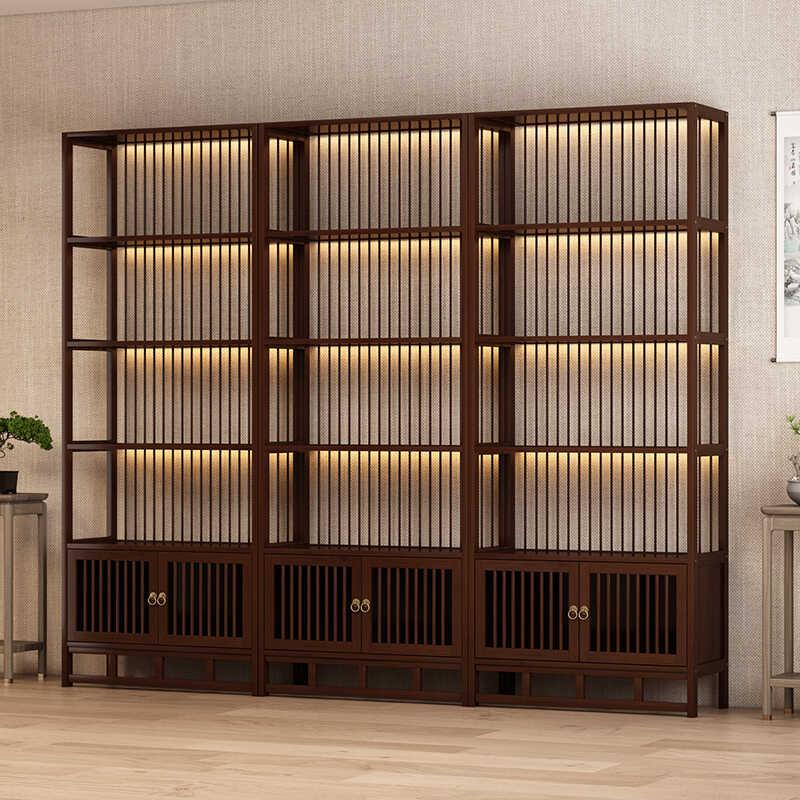 博古架新中式多宝阁茶叶展示茶柜酒置物架实木茶室办公室隔断屏风