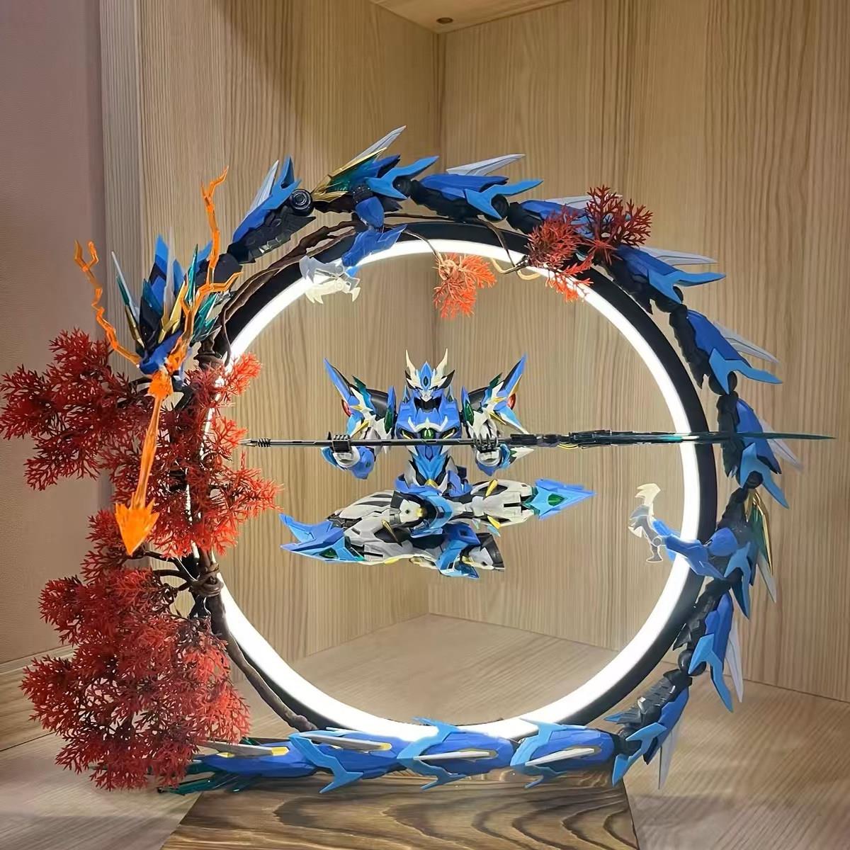 七彩变幻灯圈模型展示 摩动核拼装敖丙背景台灯 白起曹仁模型收纳