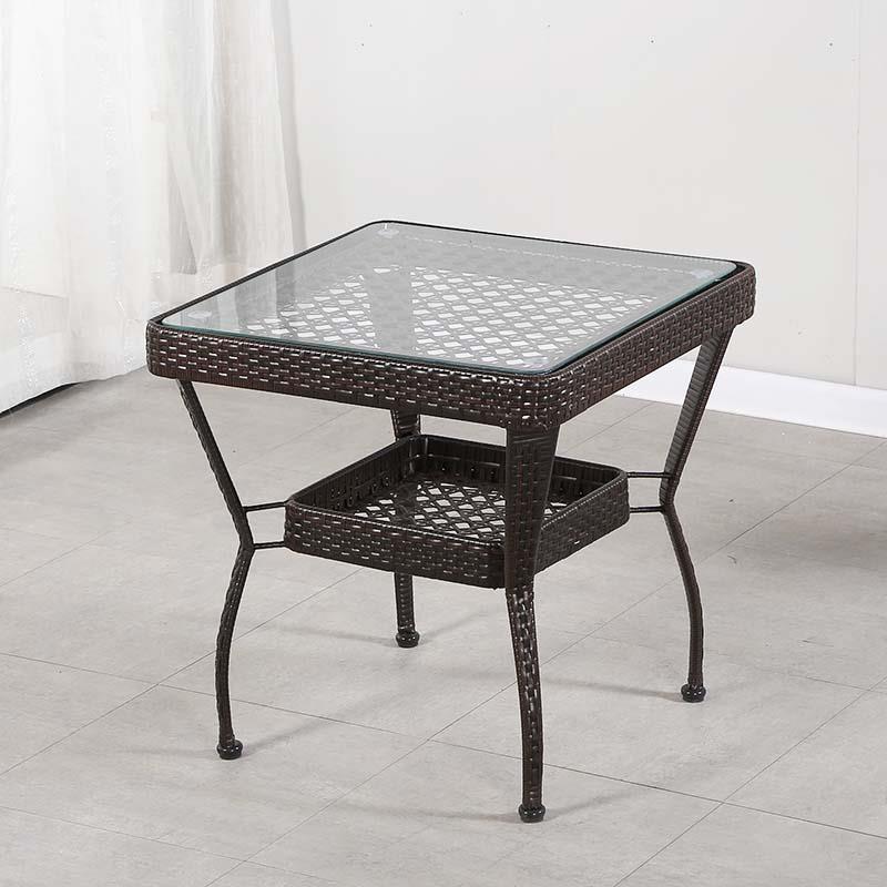 藤编小茶几客厅简约喝阳台茶桌圆形钢化玻璃小圆桌小户型简易茶机