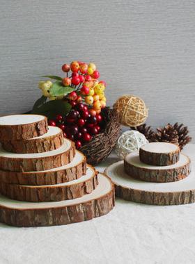 圆木片树桩片diy手工原木桩装饰底座底托手绘画材料幼儿园圆木桩