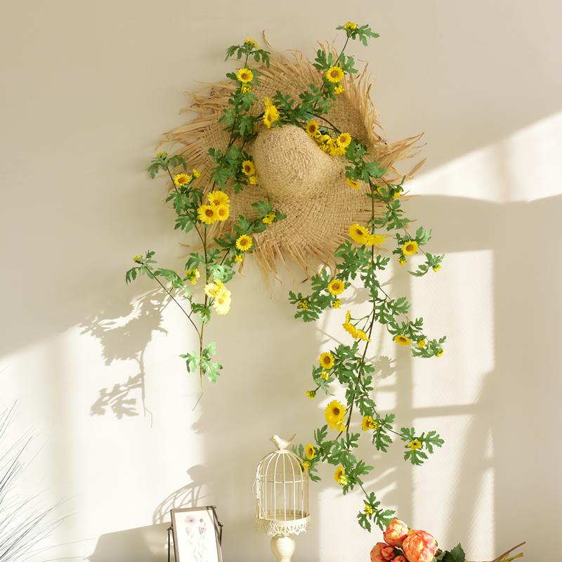 仿真太阳花藤假花藤条空调管道吊花装饰藤蔓管子塑料高档墙面遮挡