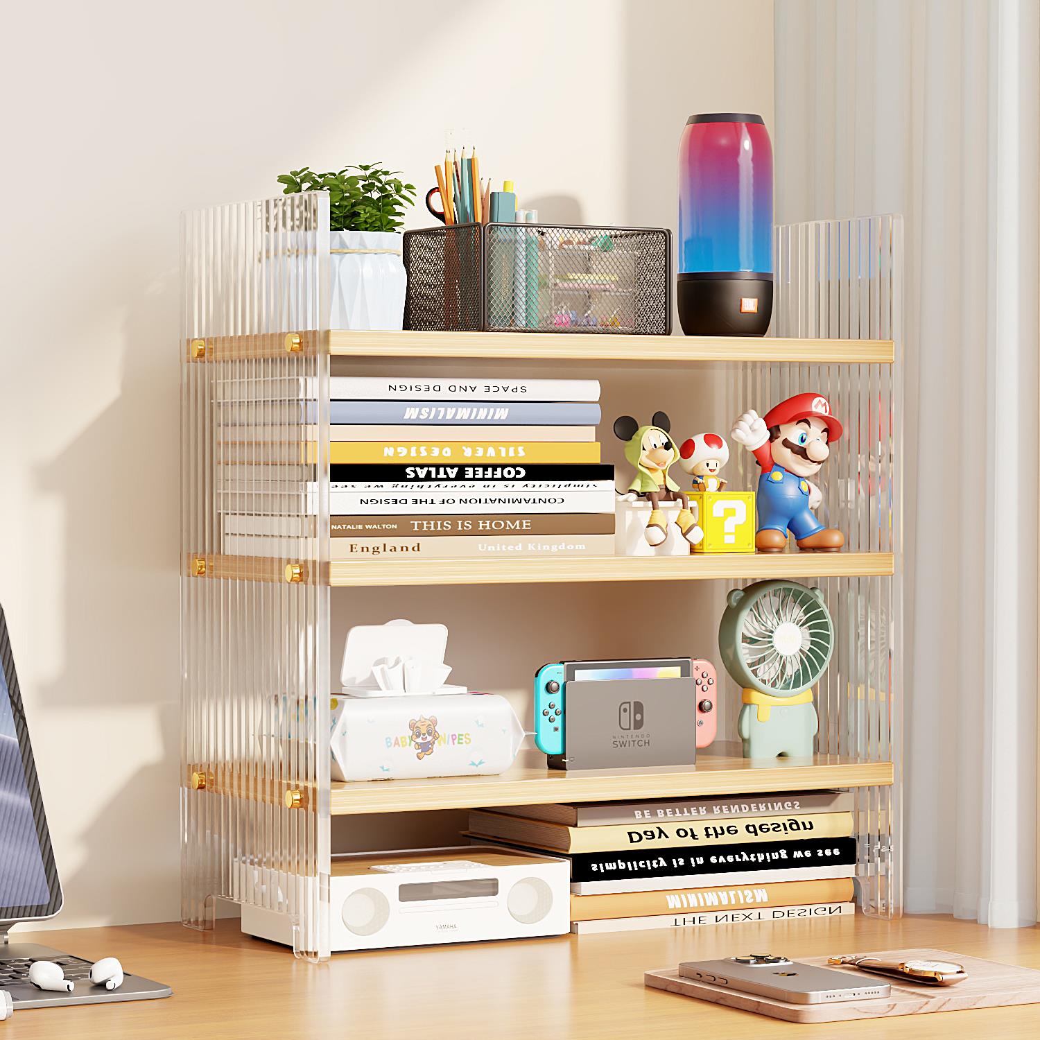 压克力桌面书架桌上置物架办公桌收纳层架宿舍学生多功能加高分层