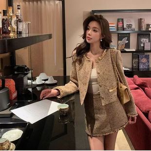 千金風(fēng)套裝 名媛氣質(zhì)小個(gè)子兩件套 新款 女亮片精致小香風(fēng)外套女秋季