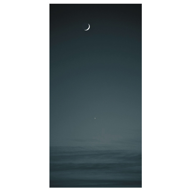 金星合月大海夜空海面满月海上升明月房间玄关挂画无框画装饰画