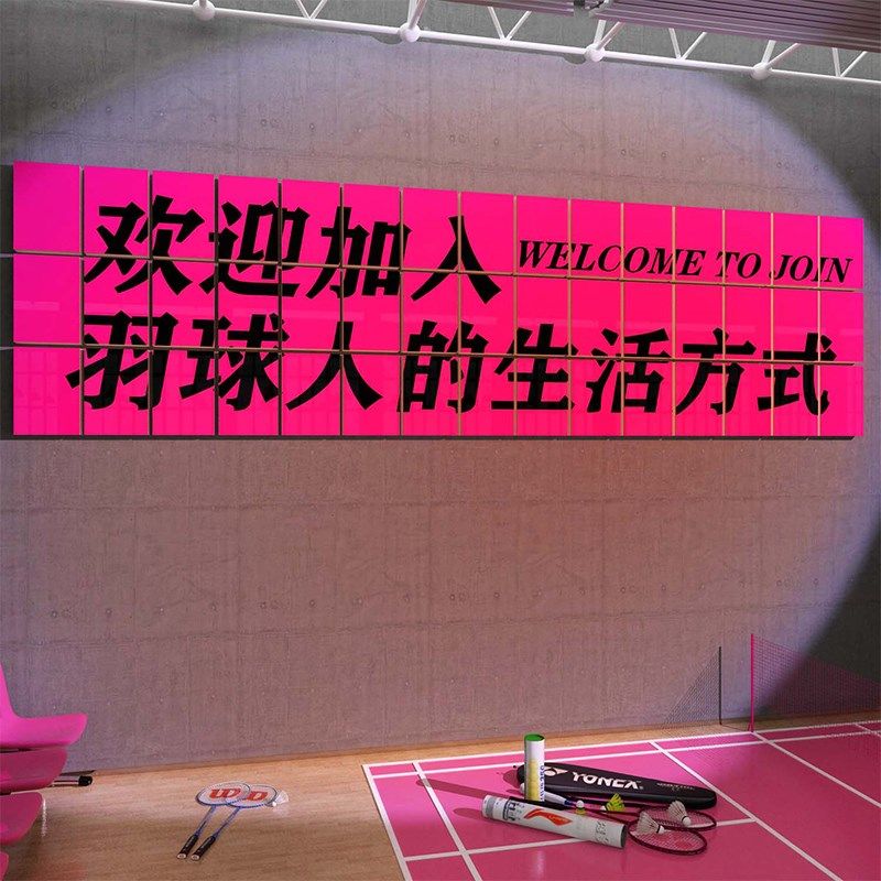 羽毛球室装饰挂画体育馆训练宣传海报文化活动中心立体纸