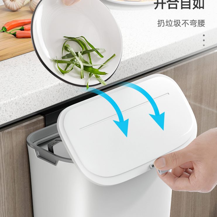收纳款带盖挂式拉余橱柜门壁挂上的子厨纸篓窄挂厨房在垃圾桶家用
