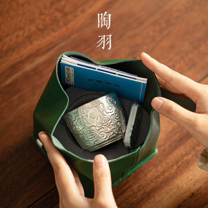 鎏银杯茶盏手作祥云纹复古功夫茶具单杯品茗银杯