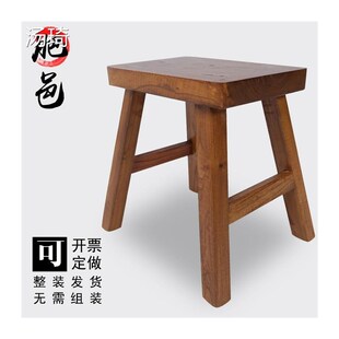 香樟木小板凳实木小木凳全榫卯矮四角八叉凳风格怀旧方凳