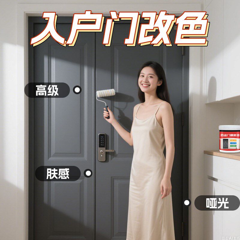 防盗门漆翻新漆猪肝门改色旧大门改造铁门换色自刷油漆