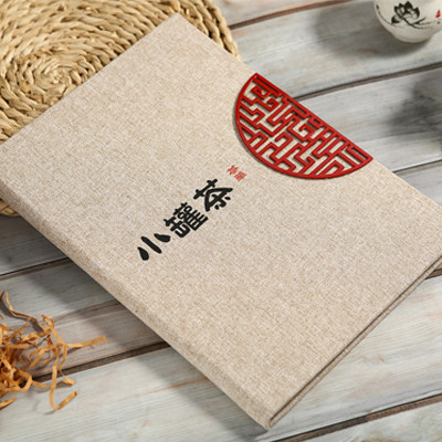 名沫标价签茶单酒水单换页铜钉菜谱灰麻布中风新