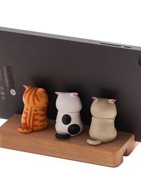 爱猫咪手平板支架创意桌面办公室工位治愈系装饰物女生