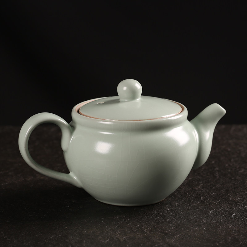 汝窑茶壶功夫茶泡茶器片冰裂釉瓷壶大号过单壶功夫茶具