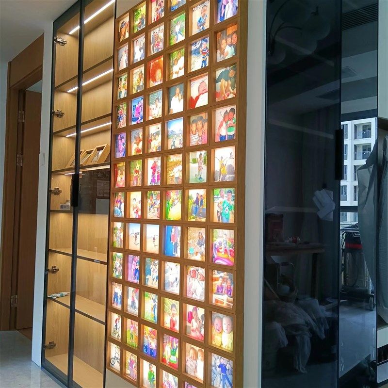 发光相框墙磁吸创意相册展示墙家庭沙发背景玄关照片墙