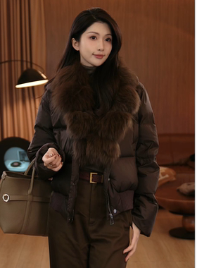 VITALITY COCO  冬季时尚设计款狐狸毛翻领羽绒服外套