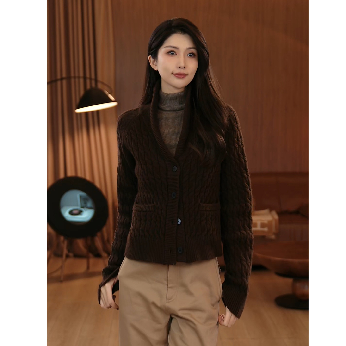 首秀「VITALITY COCO」【中古R*L】长袖毛针织衫开衫休闲翻领毛衣