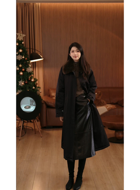 VITALITY COCO 【法式格调】进口三防山羊绒毛领90白鹅绒中长大衣